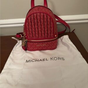 Michael Kors Red Mini Bag with Dome Shape and Adjustable Strap